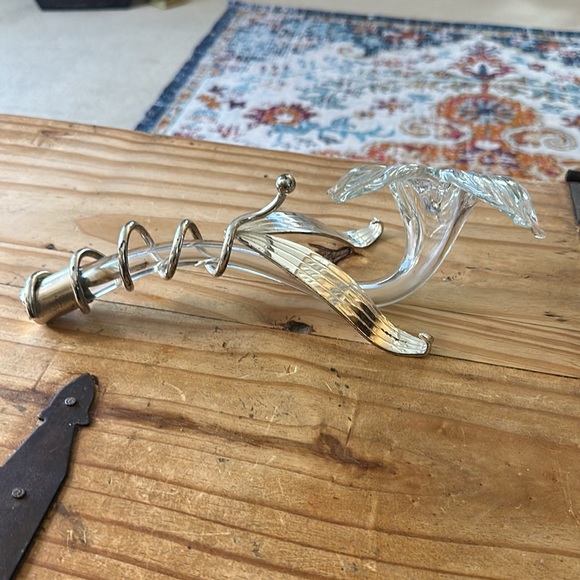 Vintage Clear Blown Glass Trumpet Lily Flower / Bud / Stem Vase In Silver Plate. - Picture 4 of 11